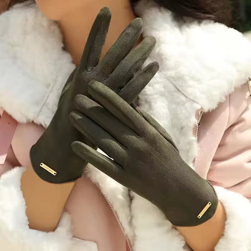 Winter Thin Elastic Cycling Student Cold Proof Warm Plus Velvet Anti Touch Screen Outdoor Cycling Suede Gloves
