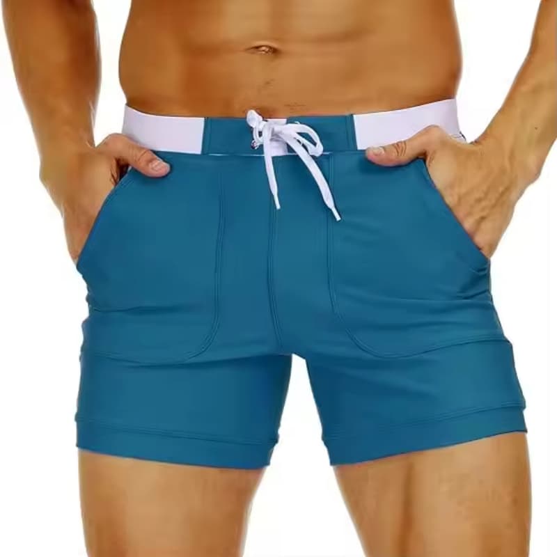 Men's Swimwear Swimsuits Solid Basic Long Swim Sport Trunks Board Shorts with Pockets