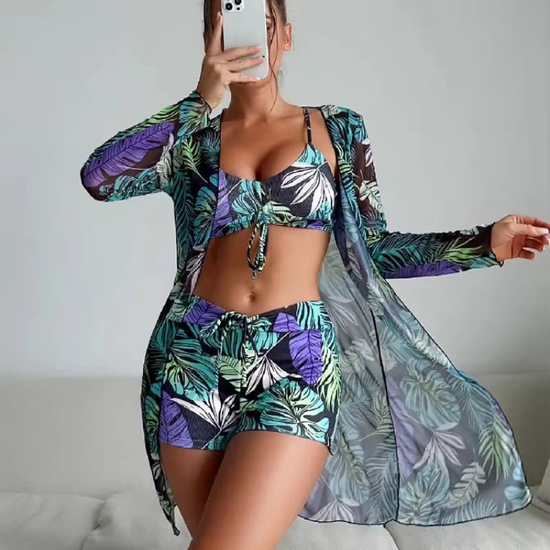 New Sexy Multi-colored Special Fabric Fashion BIKINI Bikini Three-piece Swimsuit for Women