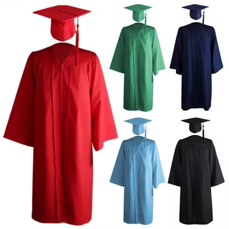 Wholesale Matte College University Graduation Gowns and Caps School Uniform