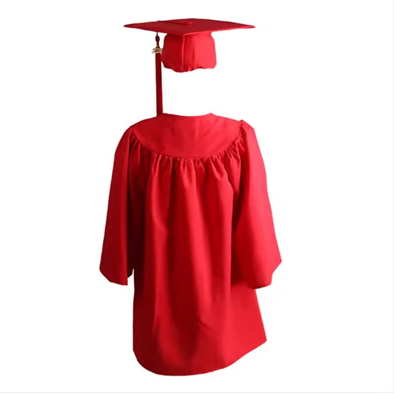 12colors Preschool Kindergarten Matt Fabric Graduation Cap and Gown Year Date School High Quality Unisex Graduation Uniform