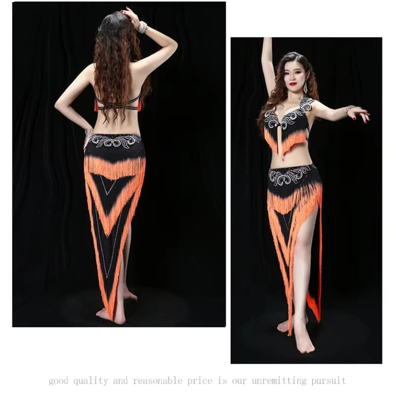 Professional Bellydance Costumes Spandex and Silk Satin Belly Dance Wear for Women