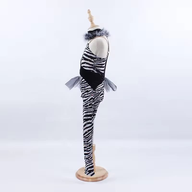 Women Jazz Dance Leotard zebra Print Modern Western Cheer Dance Costume Animal Forest Stage Play Performance Wear