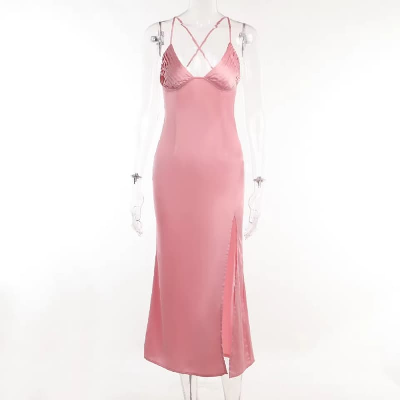 Hot Sell Summer Clothing V-neck Slit Side Bodycon Women Sexy Club Party Slip Dresses