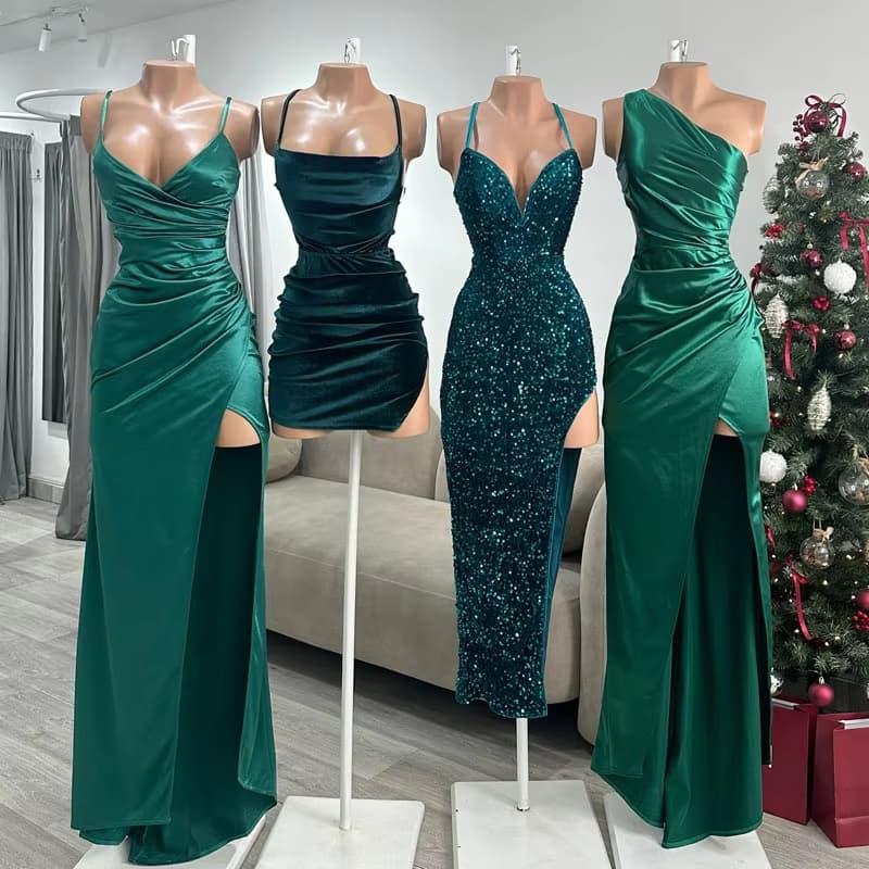 Customization Spring Women Long Sleeve Elegant Modest Bridesmaid Party Satin Evening Dress