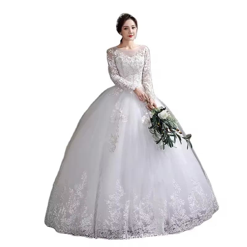 Elegant Bridal Gown New Wedding Gown for Women 2023 Lace Embroidery Long Sleeve Wedding Dresses