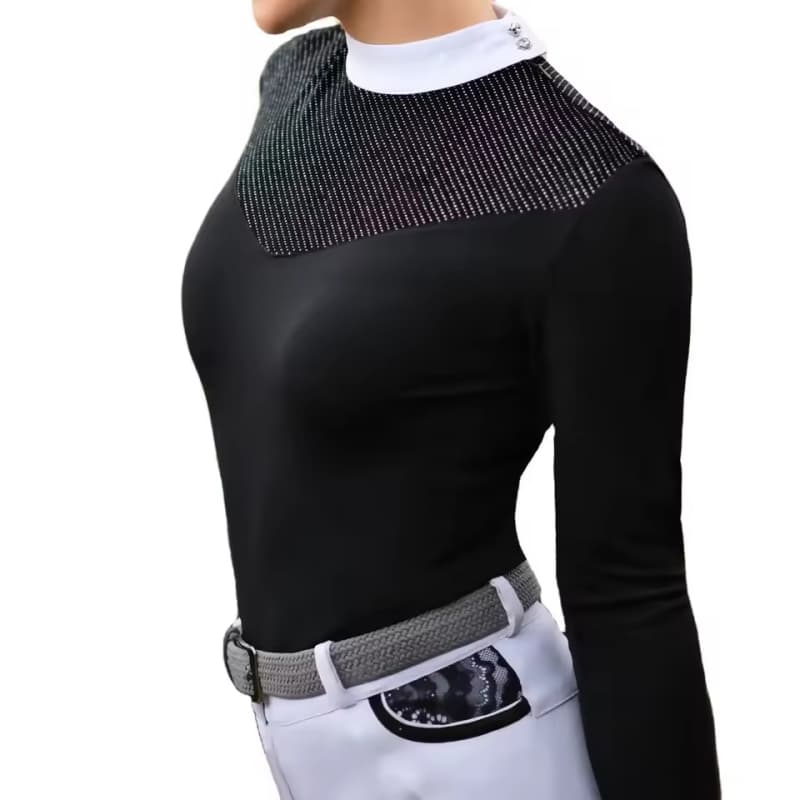 Women Equestrian Clothing Shirts Short Sleeves Base Layers Hot Sell Horse Riding Show Shirt Tops