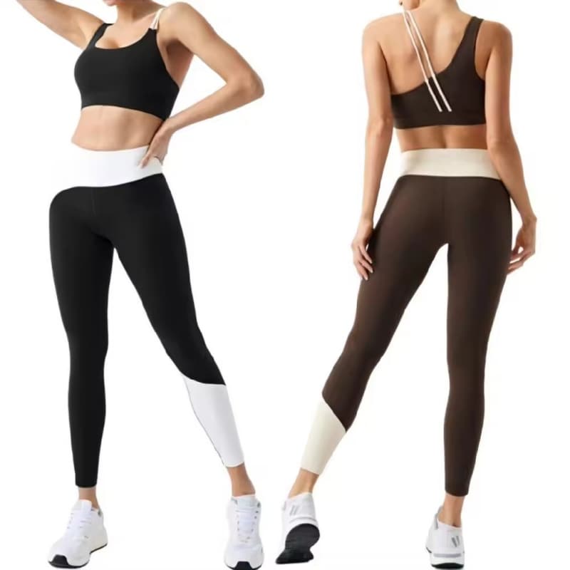Wholesale High Quality Eco-friendly Fabric Women's Suit Gym Fitness Sets Recyclable Sportswear Contrast Color Women Yoga Sets