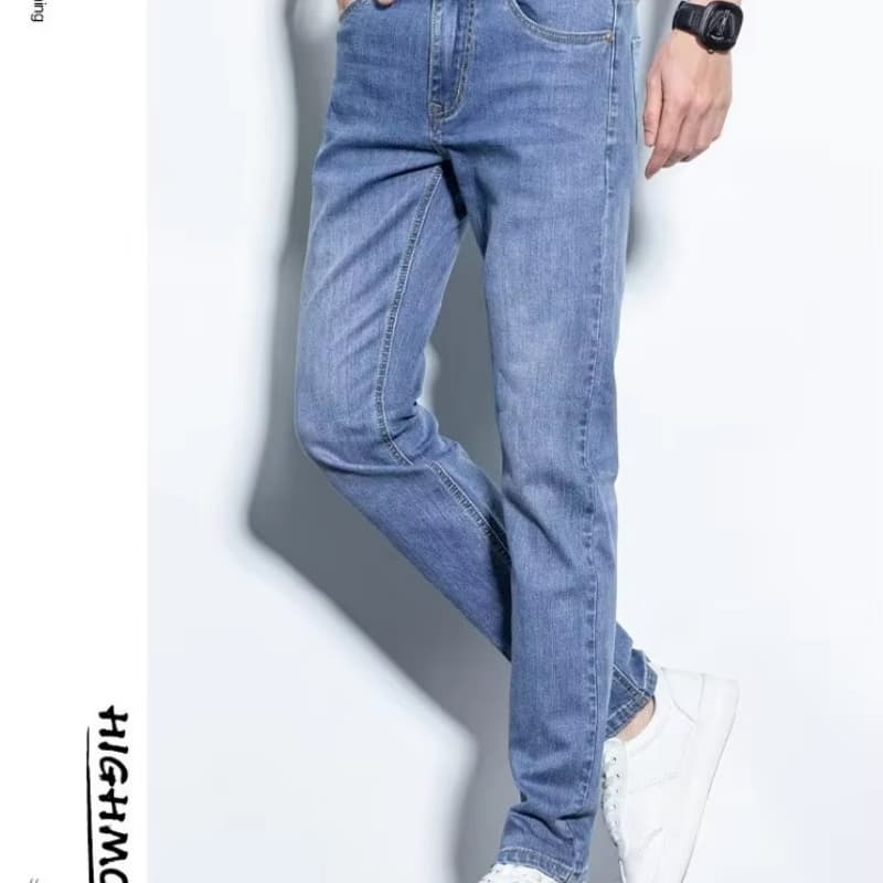 Hot Selling Men's Summer Jeans Slimming Brand Fashion Business Straight Leg Pants Mid Waist Casual Sports Denim for Men