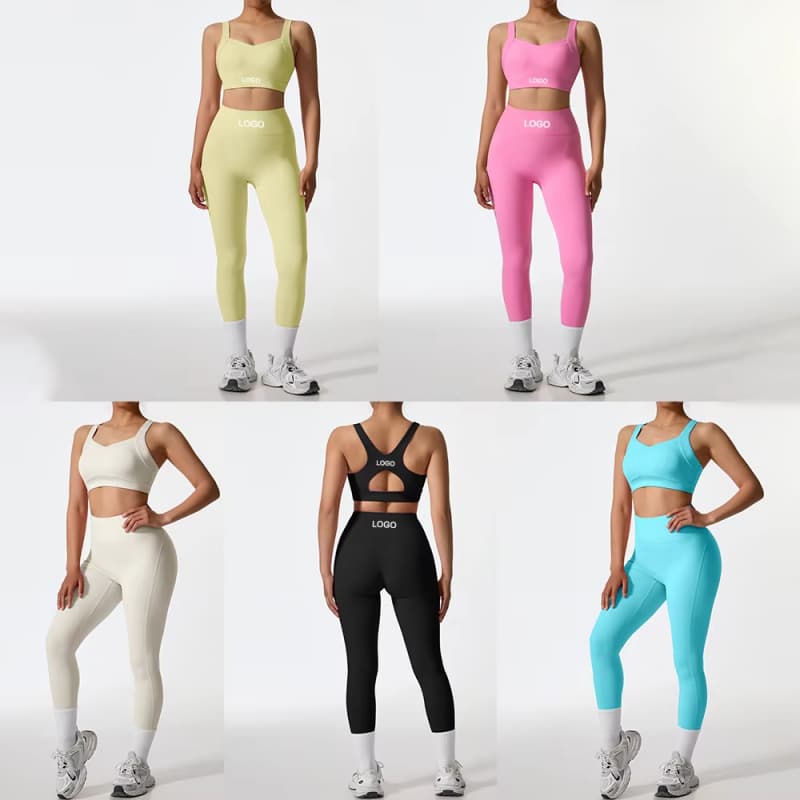 Custom Gym Clothing Workout Sets for Women Athletic Suit Quick Dry Yoga Bra Sports Leggings Plus Size Gym Fitness Activewear Set