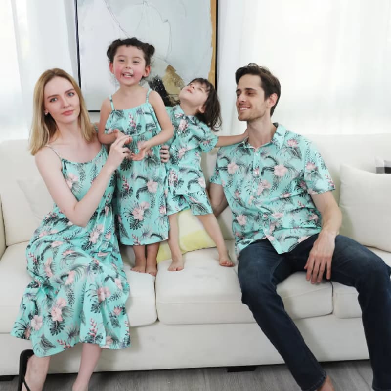 Summer Family Matching Clothes Set Mommy and Me Slip Dresses Father Son and Baby Clothing Outfits Parent-Child Wear