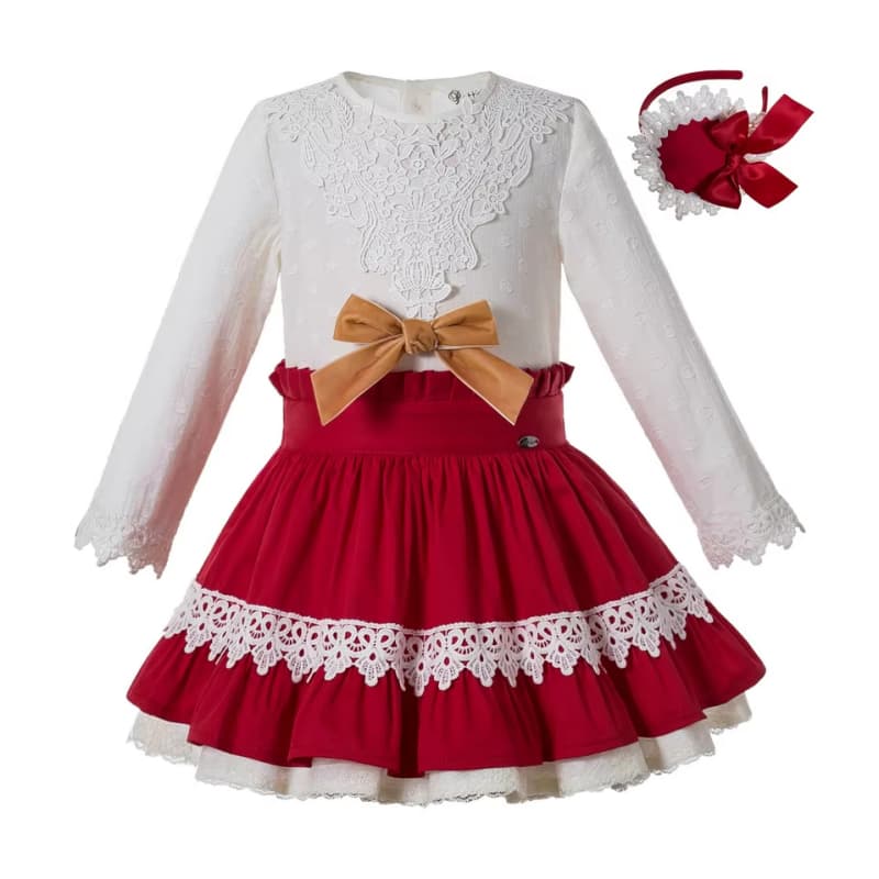 Wholesale Pettigirl New Christmas Kids Holiday Red Party Wedding Dresses for Girls Clothes Age 2 3 4 5 6 8 10 12Years & Hairband