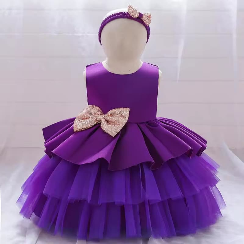 Factory Fashion Kid Apparel Baby Girl Party Wear Baby Girl Sequin Bow Fower Wedding Girl Birthday Party Tutu Princess Dress