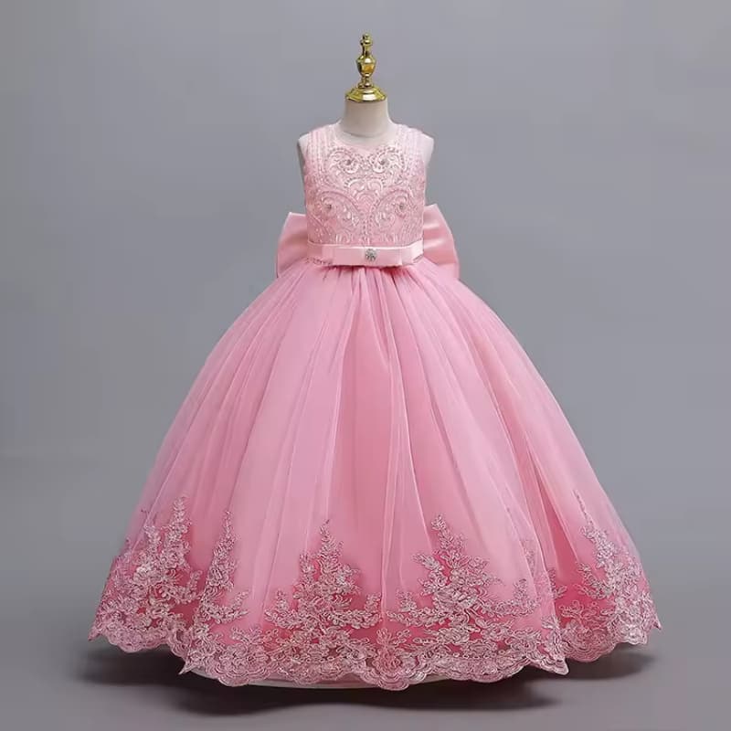 Children's Wedding Princess Dress Girl's Sleeveless Lace Model Performance Birthday Party Long Dress