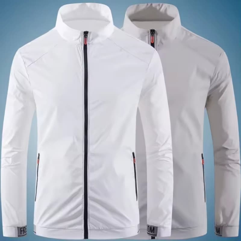 Summer Men's Outdoor Sunscreen Jacket Thin Solid Color Casual Fashion Stand up Collar Breathable Windbreaker Jacket
