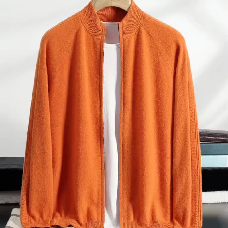 Custom Men Knitted Cashmere Zip Cardigan Coat Winter Men's Wool Jacket Sweater