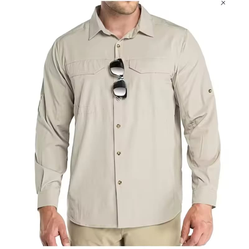 Hot Selling Custom Logo Long Sleeve Button up Fishing Shirts Fishing Wear Upf 50+ Quick-drying Polyester Shirt