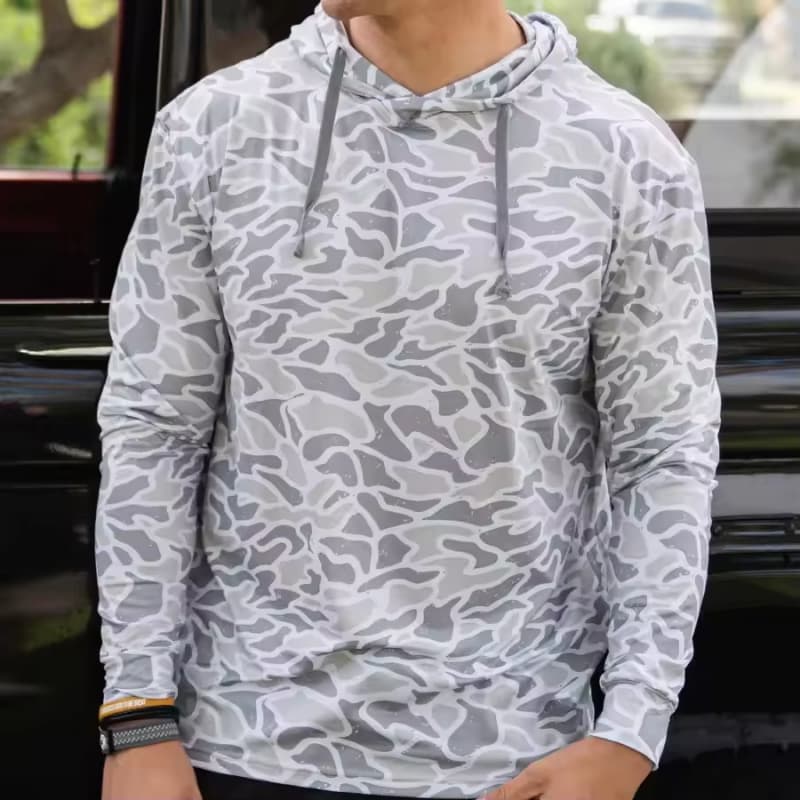 Sublimation Printing Quick Dry Polyester Performance Color Fishing Hoodie UPF 50 Hooded Fishing Shirt