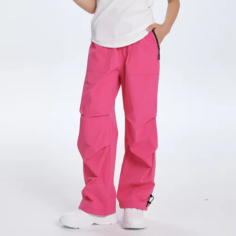 Kid Summer Softshell Outerwear Elastic Waist Windproof Water Resistant Durable Woven Trousers for Mountain Climbing Camping