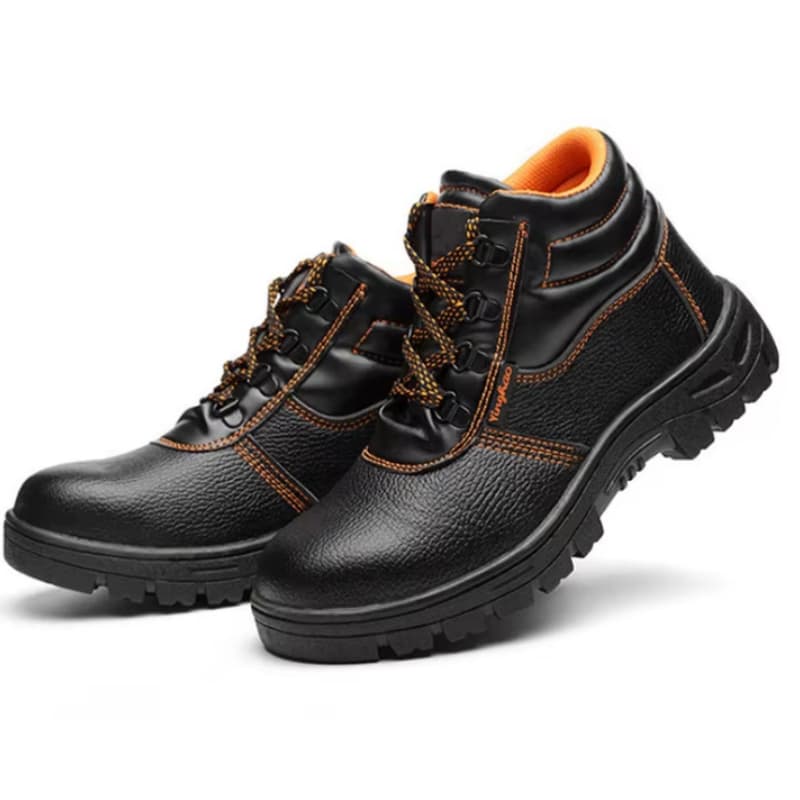 Men's Winter Autumn Safety Construction Work Boots Genuine Leather Upper Anti-Slip Steel Toe Rubber Insole Safety Shoes