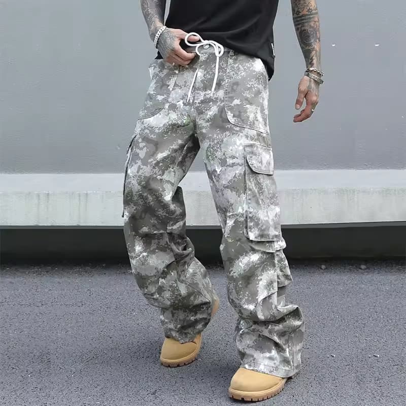 Custom Design Street Wear Camouflage Outdoor Consul Tactical Overall Multi Pocket Camo Graphic Print Men's Cargo Pants