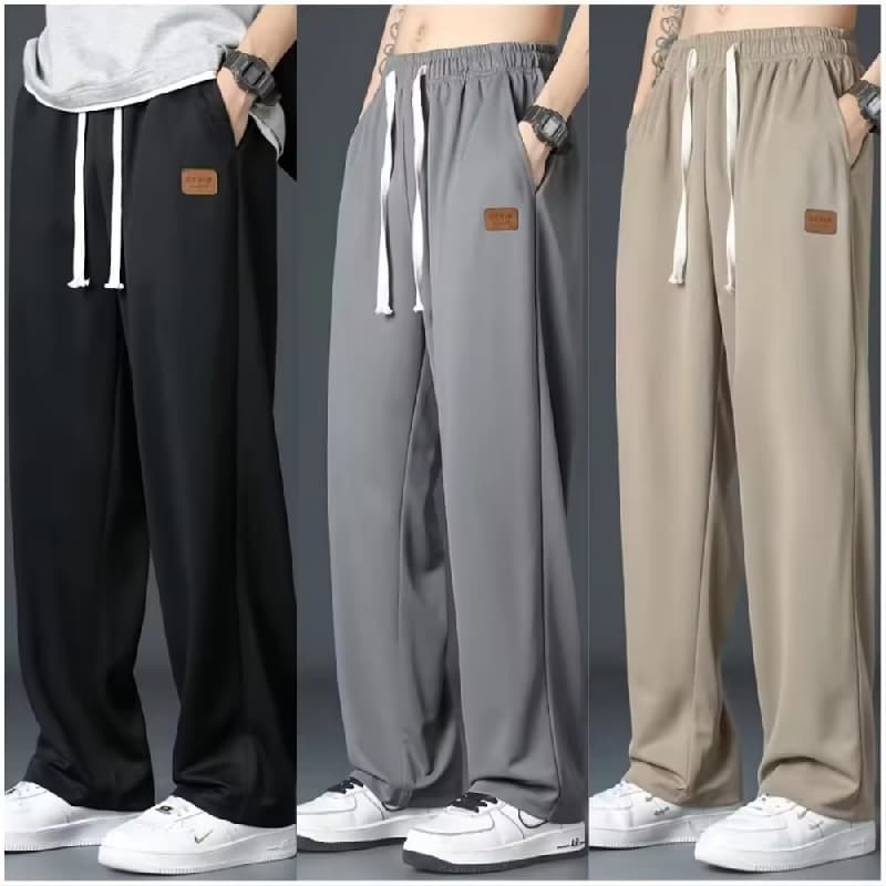 Designer Mens Casual Outdoor Thin Loose Fit Sportswear Ice Silk Pants With Side Pocket