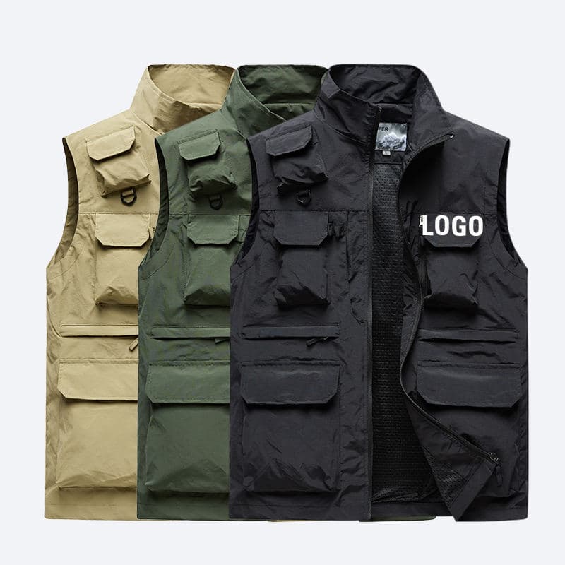 Mens 100% Nylon Polyamide Outdoor Sports Photography Camera Tactical Jacket Heavy Duty Multi Pocket Vest
