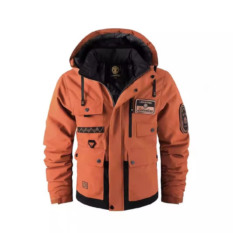 Men's Large Size Winter Jacket New Cross-Border Trade Thickened Cotton Stand Collar Hooded Waterproof Coat with Outdoor Warmth