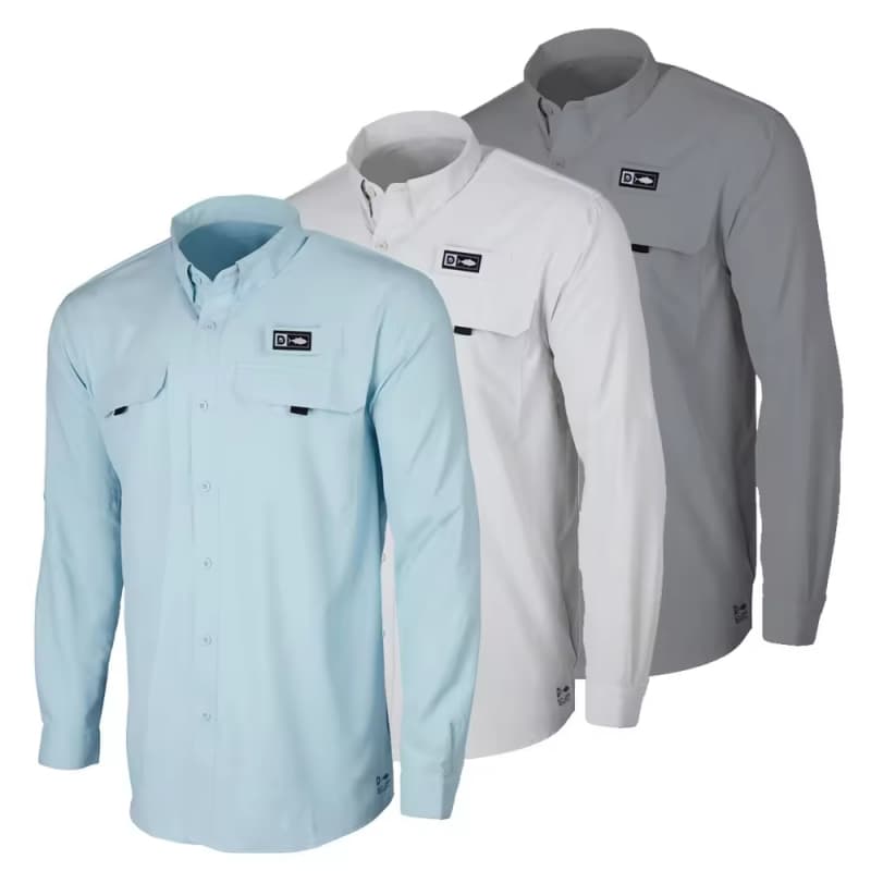 Custom Fishing Shirts Long Sleeve Polyester Quick Dry Shirts UV Protection Button Down Collared Men Fishing Shirt