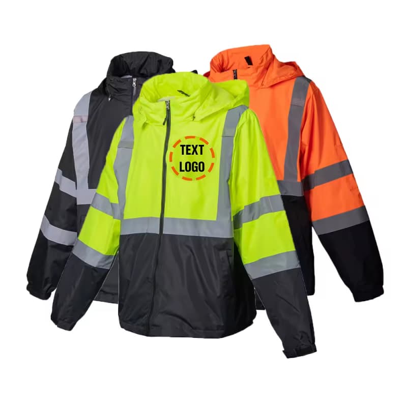 2025New Hi Vis Reflective Safety Jacket Waterproof Windbreaker Outdoor Construction Coat for Men Custom Logo