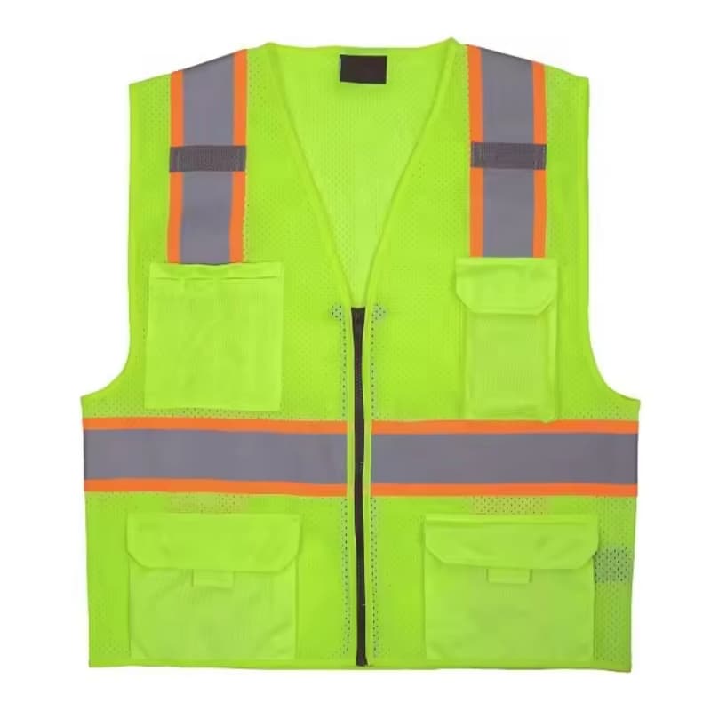 Breathable Polyester Hi Vis Mesh Reflective Safety Vest With Pockets Safety Equipment Vest