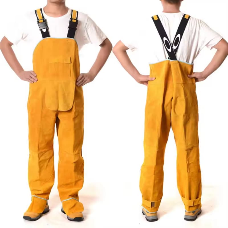 Premium Heavy Duty Fire Retardant Cowhide Split Leather Industrial Welding Bib Safety Clothing Personal Protective Equipment