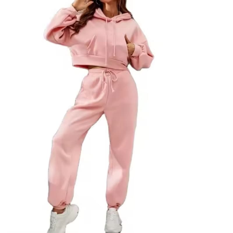 Factory Women Sweatsuits Sets 2 Piece Outfits Cropped Hoodie and Sweatpants Matching Joggers Tracksuit Womens Clothes