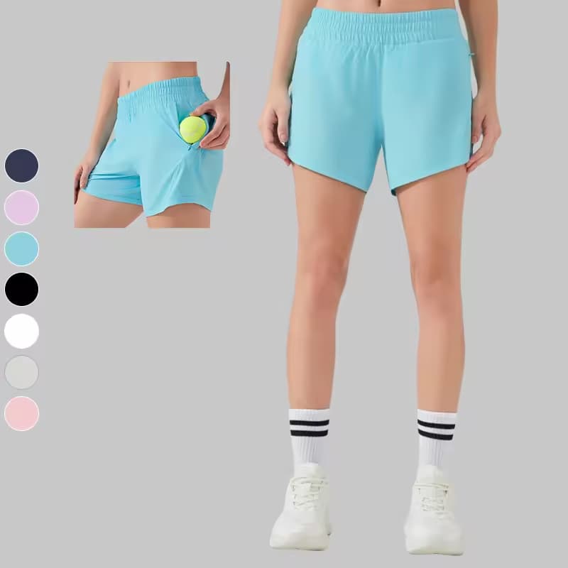 Wholesale Newest Ladies Running Shorts 2 in 1 Safety Protection Design for Women Fitness Gym Sports Shorts