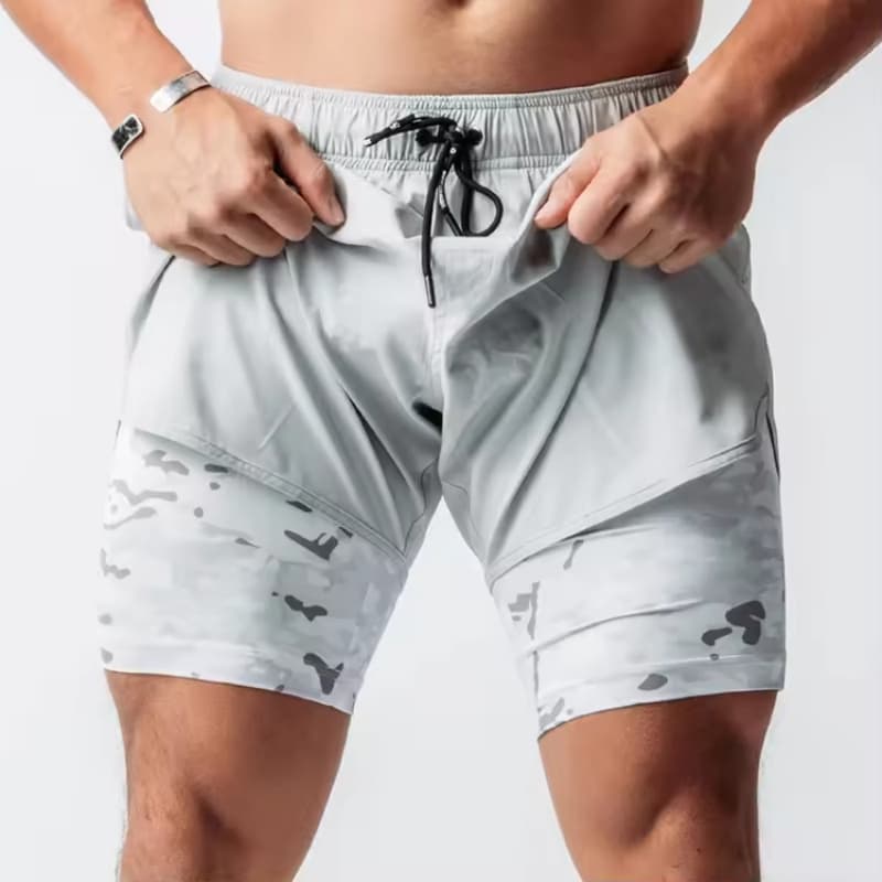 Wholesale Custom Sweat Compression 2 in 1 Print Designer Nylon Fitness Boxer Gym Workout Sports Cargo Running Men's Shorts