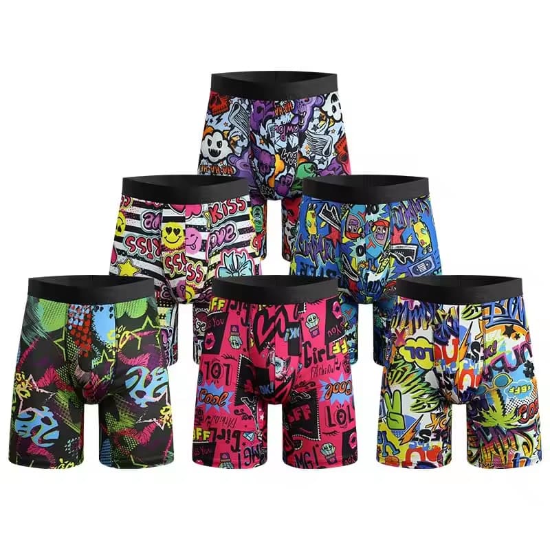 Fashion Sports Underwear Men Brief Polyester Printing Elastic Waistband Boxers Underpants for Men