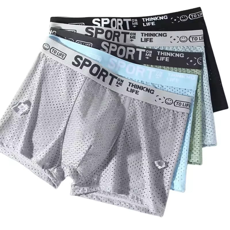 Summer Cool Ice Silk Men's Briefs Boxers Underwear Breathable Underpant Shorts Seamless Sporty Men Boxer Briefs