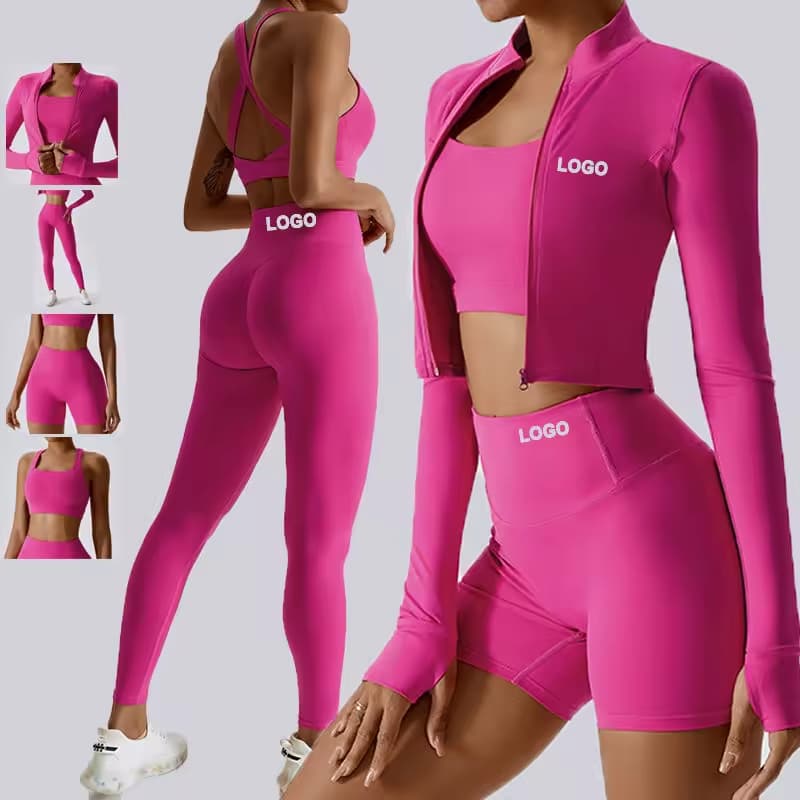 Wholesale Gym Fitness Long Sleeve Jacket Leggings Sports Suits Women Seamless Fitness Yoga Set Gym Clothes for Women