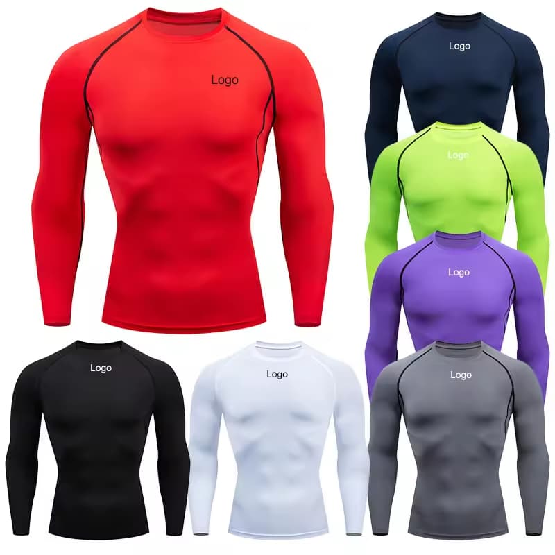 180 GSM Plus Size S-3XL Compression Polyester Tee Shirt Long Sleeve T-shirt Fitness Wear Gym Tshirt Sport Clothing Men