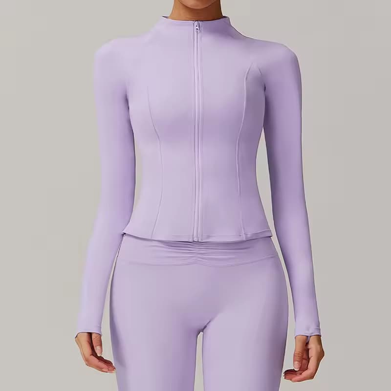 Women Stand up Collar Zipper Fitness Tight Yoga Suit Sports Jacket Long Sleeved Slimming Running Sports Yoga Jacket