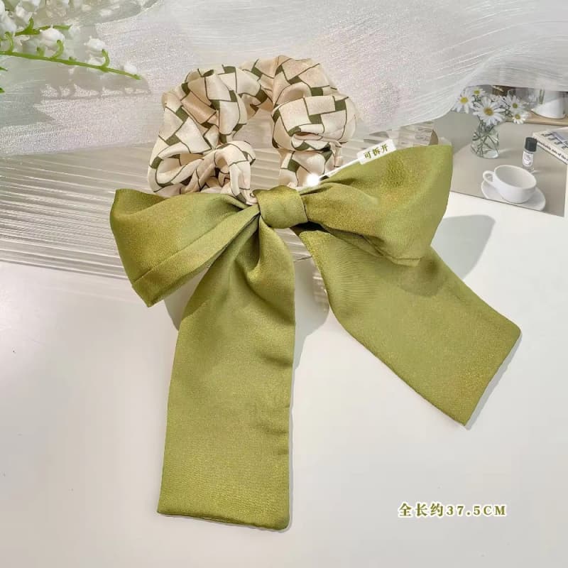 New Korea Style Simple Girl Hair Tie Cute Summer Green Flowers Fabric Bow Tie Hair Ropes for Women Fashion Hair Accessories