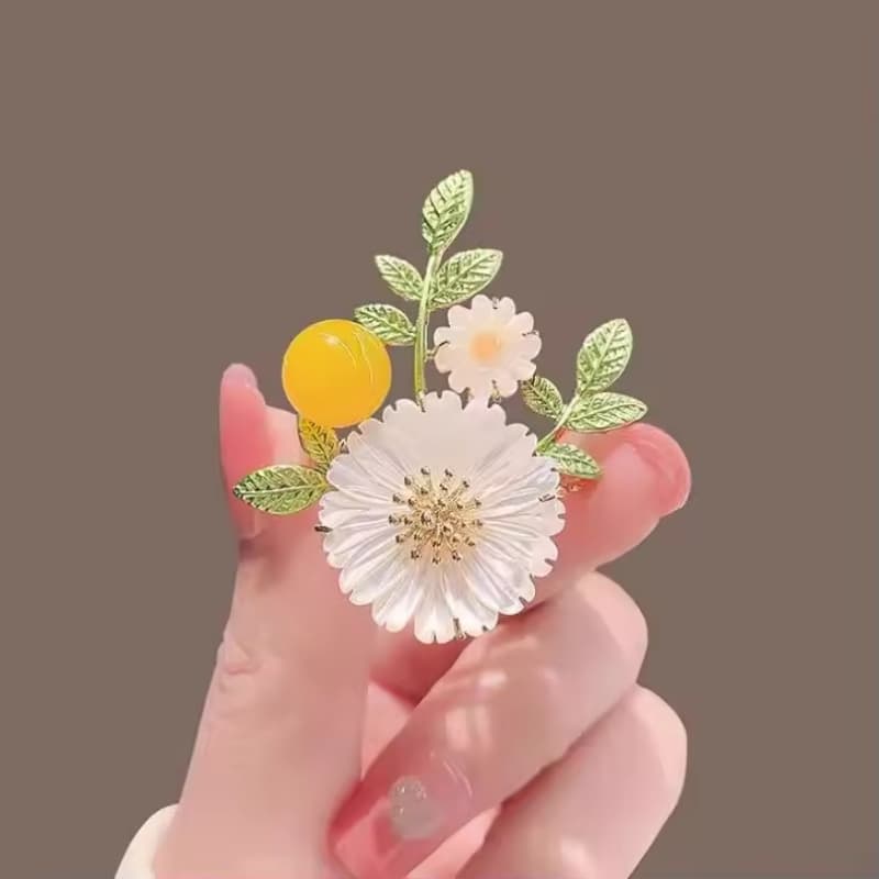 Niche-Level Sense Female Temperament Small Fresh Accessories Little Daisy Flower Brooch Pearl Pin Fashionable Gift Alloy