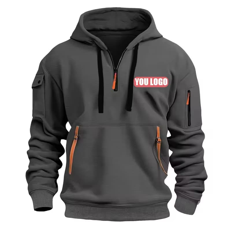 Autumn New Men's High Quality Hoodies & Sweatshirts Zipper up Casual Loose Fit Multiple Pockets Printed Pattern Hooded Collar