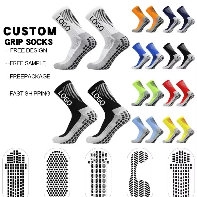 Wholesale Men Silicone Non-slip Socks Knitted Grip Socks Cotton Socks Custom