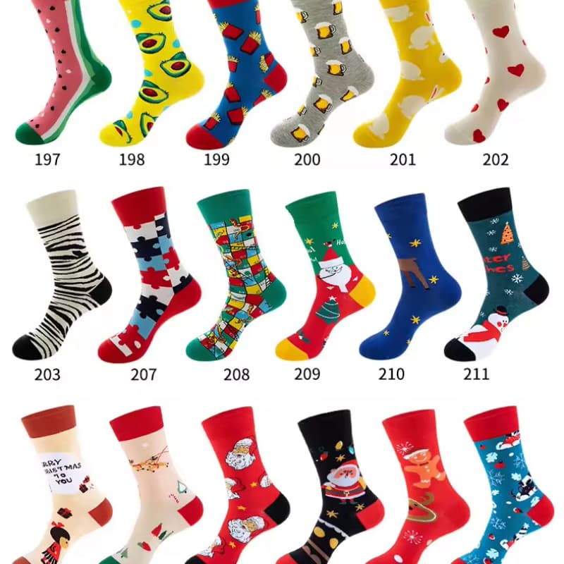 Fun Funny Crazy Colorful Cool Novelty Cute Dress Socks Food Animal Space Cotton Socks for Men