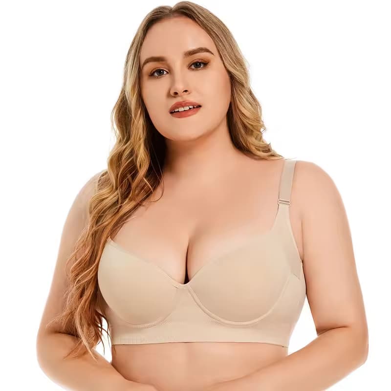 Seamless Bra Push up Soft Steel Ring Lightweight Padding Adjustable Women's Hide Fat Back Full Coverage Plus Size Underwire Bra