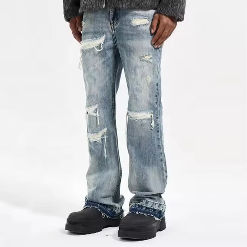 High Quality Denim Jeans Men Stock Stylish Look Ripped Jeans Men
