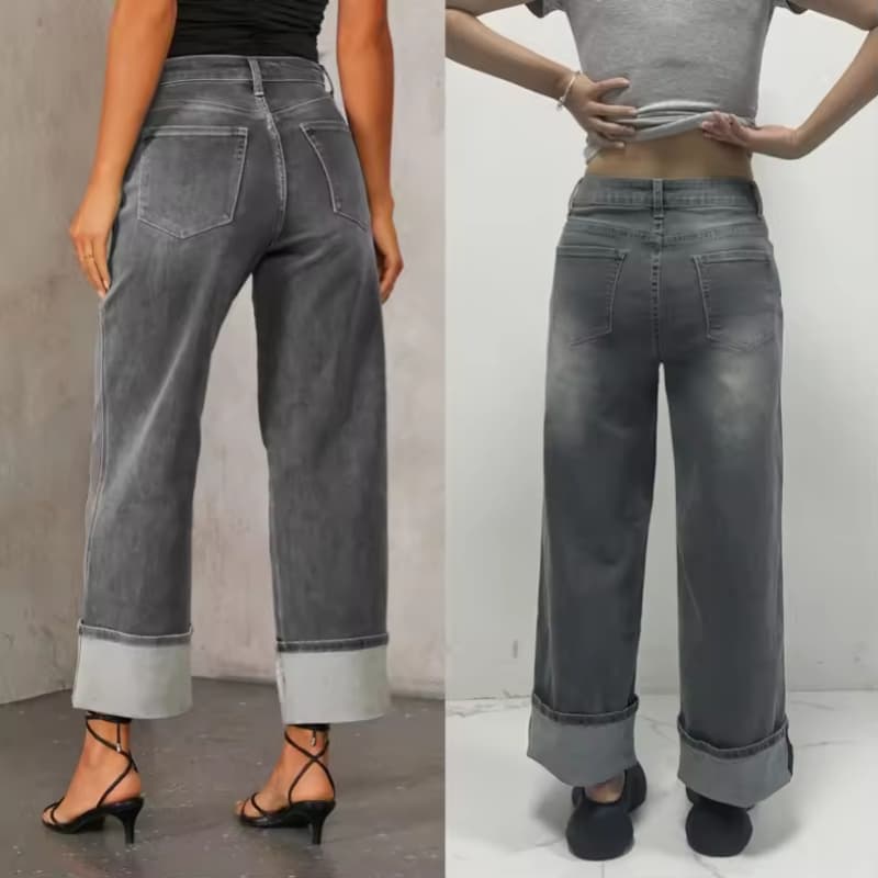 2025 Spring Custom New Women Fashion Wide Leg Jeans Streetwear Solid Loose Female Casual Denim Straight Trousers