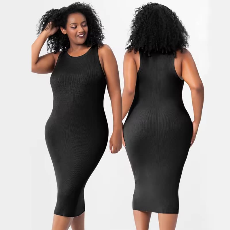 Wholesale Plus Size Women's Dresses Elegant Long Dresses Custom Logo Casual Dress Round Neck Tank Top Sleeveless Hip Wrap Skirt