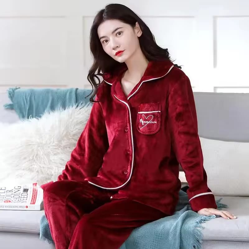 Latest Pijamas Suit Adult Thermal Ladies Girls Sleepwears Thick Warm Flaanel Set Women Winter Pajamas